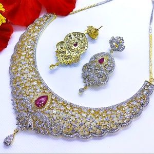 Crimson CZ - Necklace & Earring Set